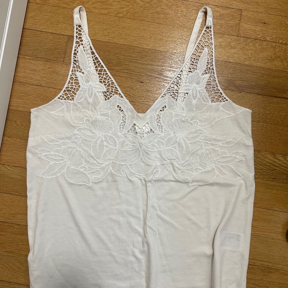 White Embroidered Tank Top
